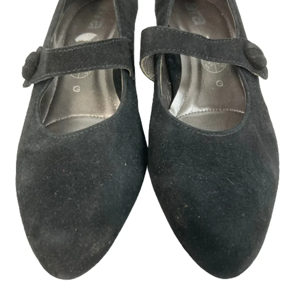 Ara Luftpolster Shoes Womens Sz 6 Black Suede Mary Jane‎ Pointed Toe Pumps Heels